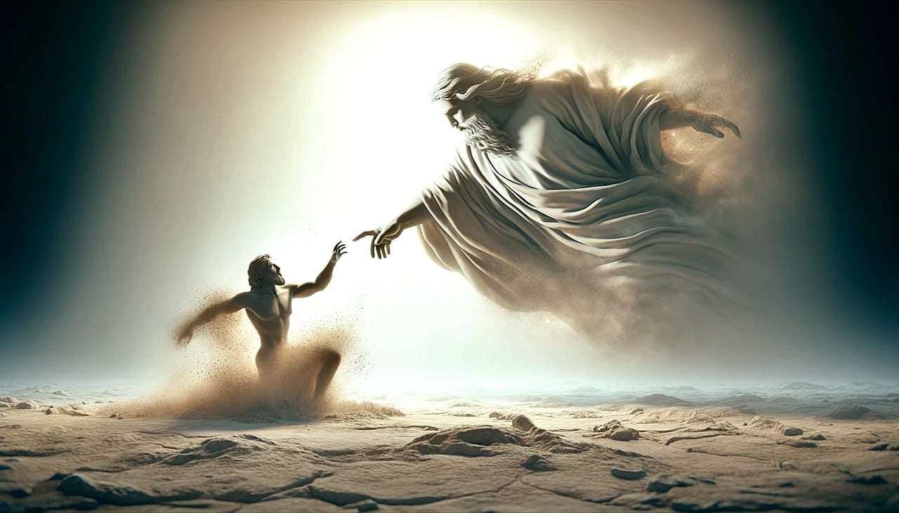 God giving Adam life